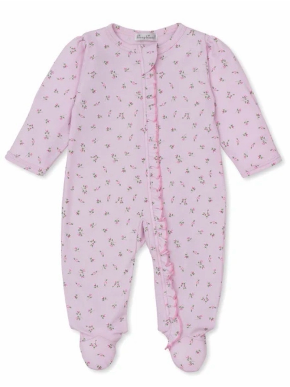 KISSY KISSY Pink Garden Print Pima Ruffle Footie - 3-6M